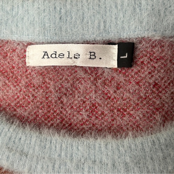 Adele B. Women's Flame Crop Sweater Size Large Fuzzy Blue Red Brown - Picture 3 of 16